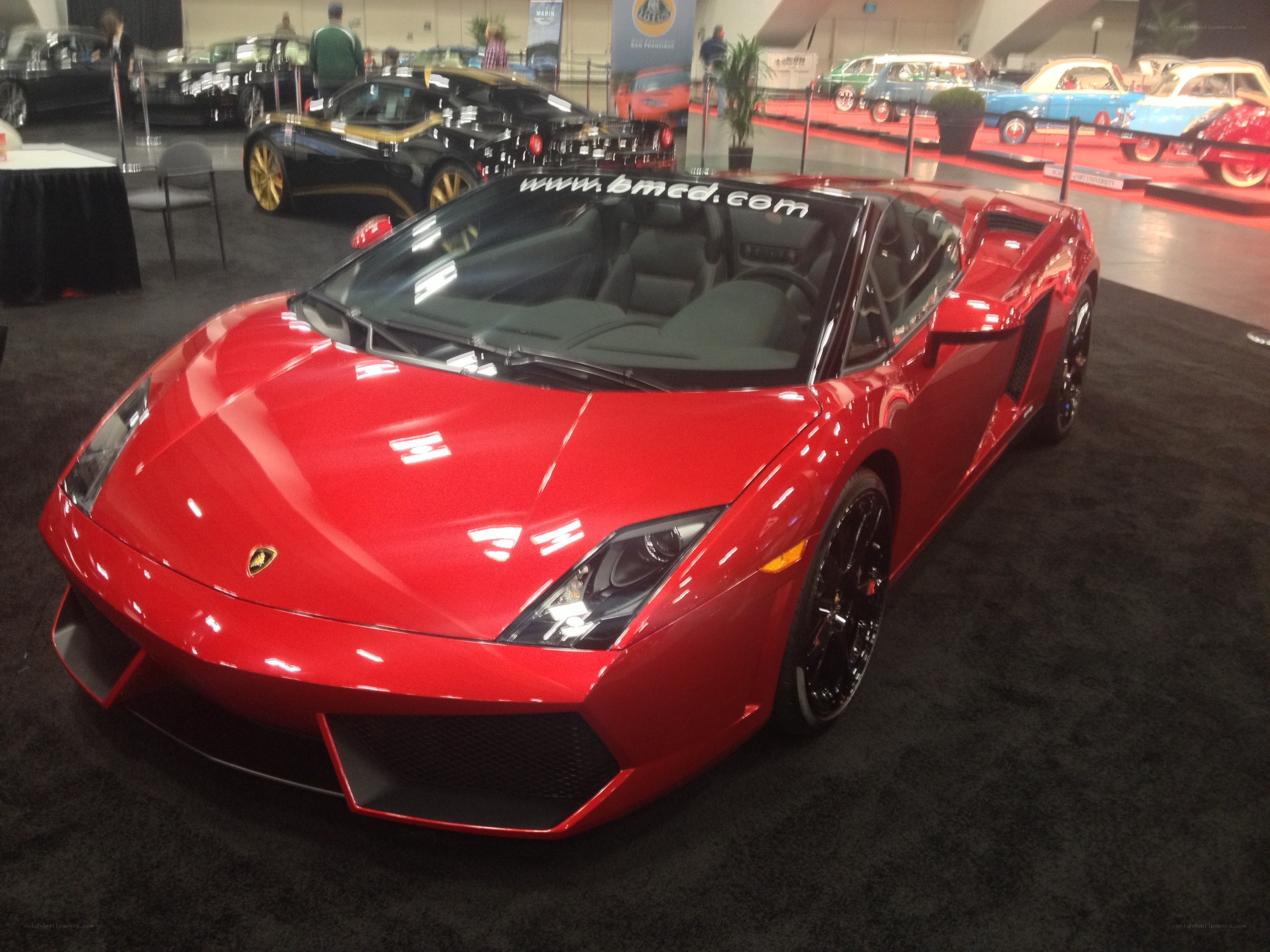 Red Lamborghini at car show