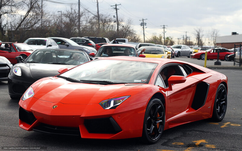 Red Lamborghini at car show
