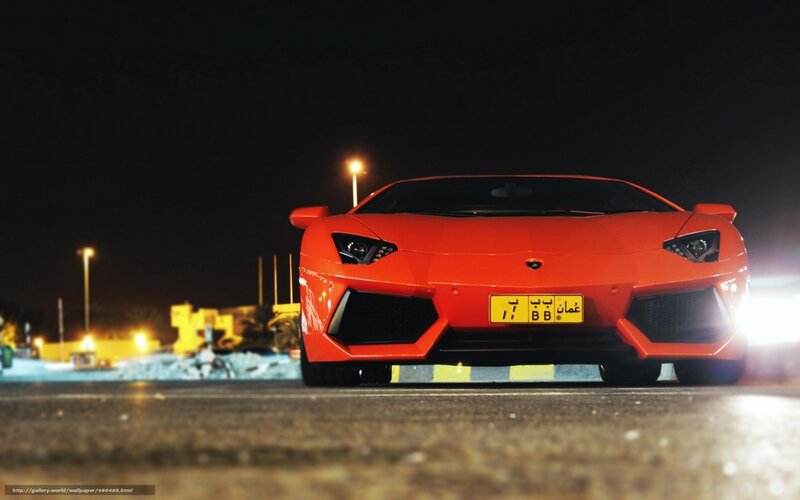 Red Lamborghini at night