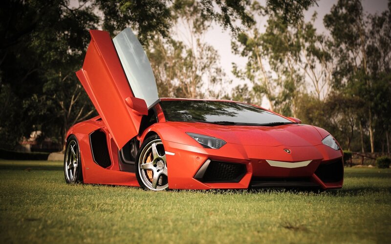 Red Lamborghini Aventador — Dramatic, Afternoon, Photograph, Car