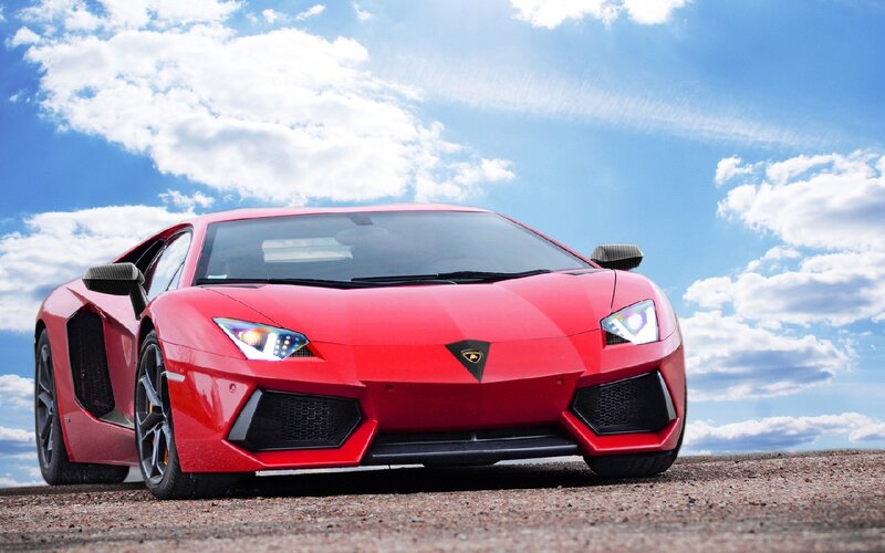 Red Lamborghini Aventador — Dramatic, Afternoon, Photograph