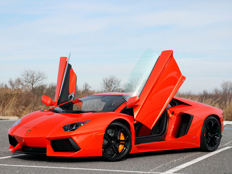 Red Lamborghini Aventador — Dramatic, Afternoon