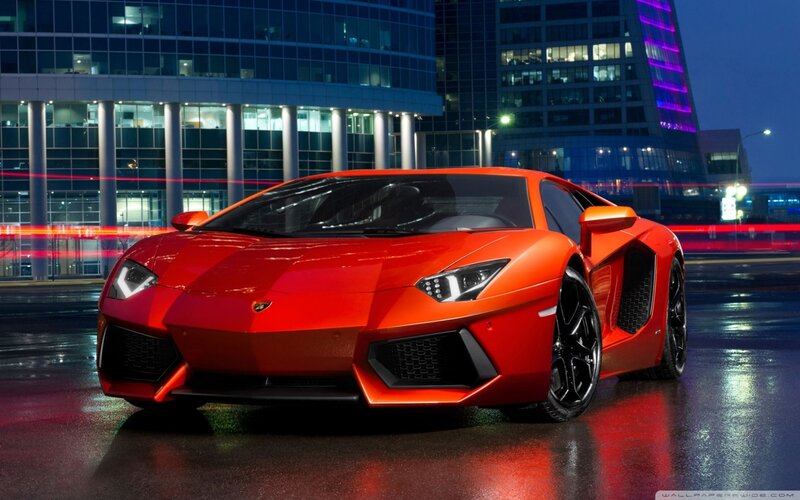 Red Lamborghini Aventador — Dramatic, Night
