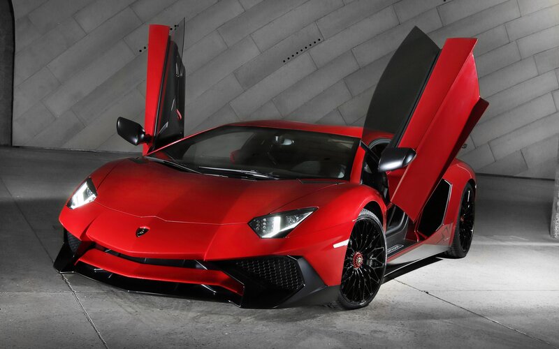 Red Lamborghini Aventador — Dramatic, Photograph, Car Door