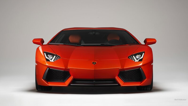 Red Lamborghini Aventador — Dramatic, Photograph, Car, Headlights, Grille