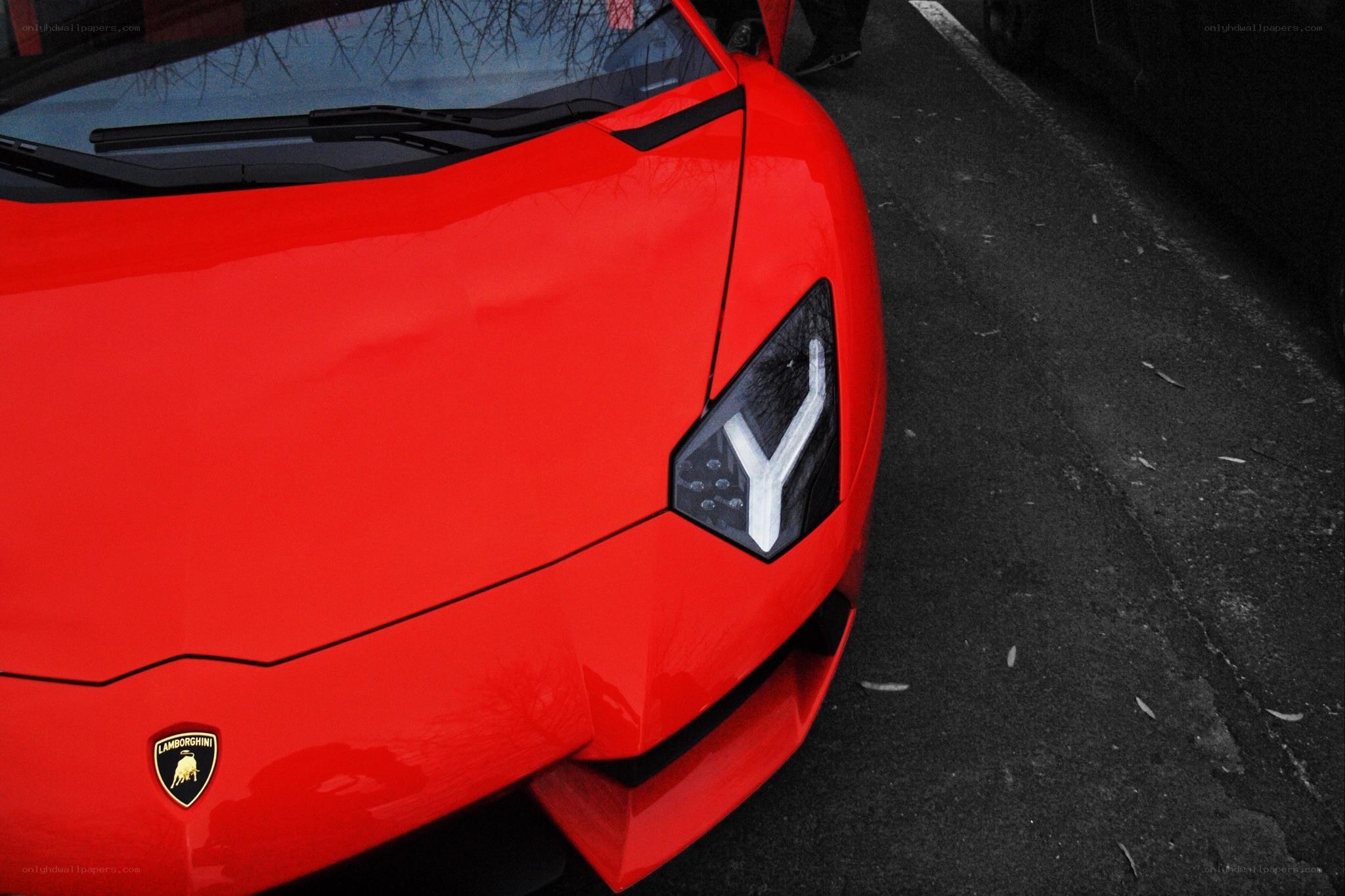 Red Lamborghini Aventador front