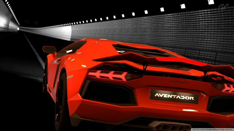 Red Lamborghini Aventador in tunnel