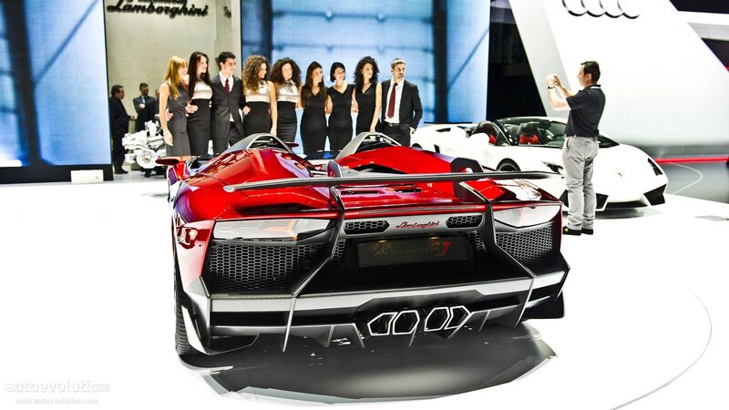 Red Lamborghini Aventador J — Showroom