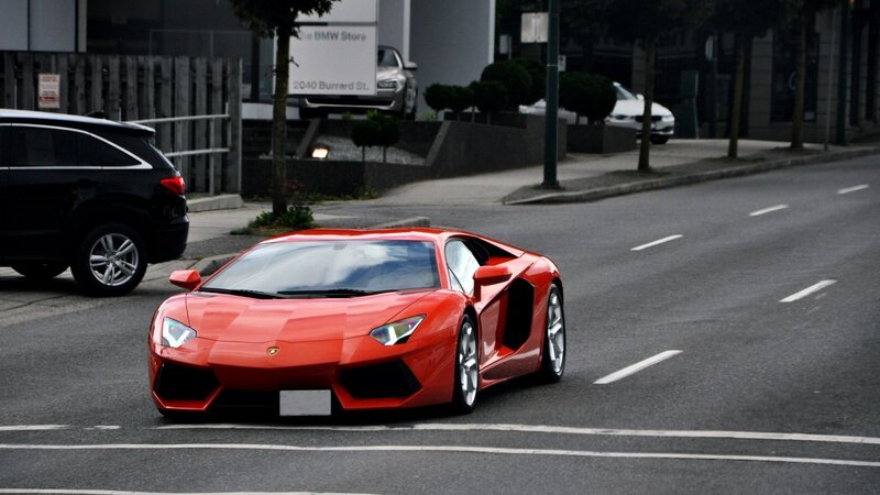 Red Lamborghini Aventador — Urban