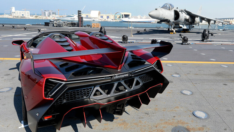 Red Lamborghini Car — Dramatic, Afternoon