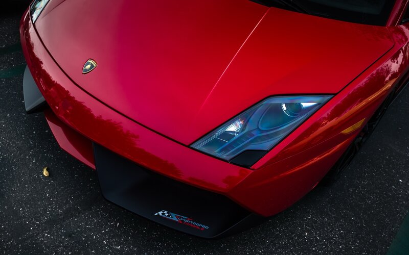 Red Lamborghini Car — Dramatic, Photograph