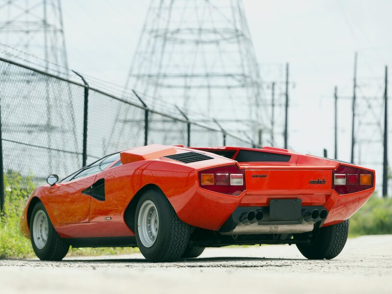 Red Lamborghini Countach — Industrial, Afternoon