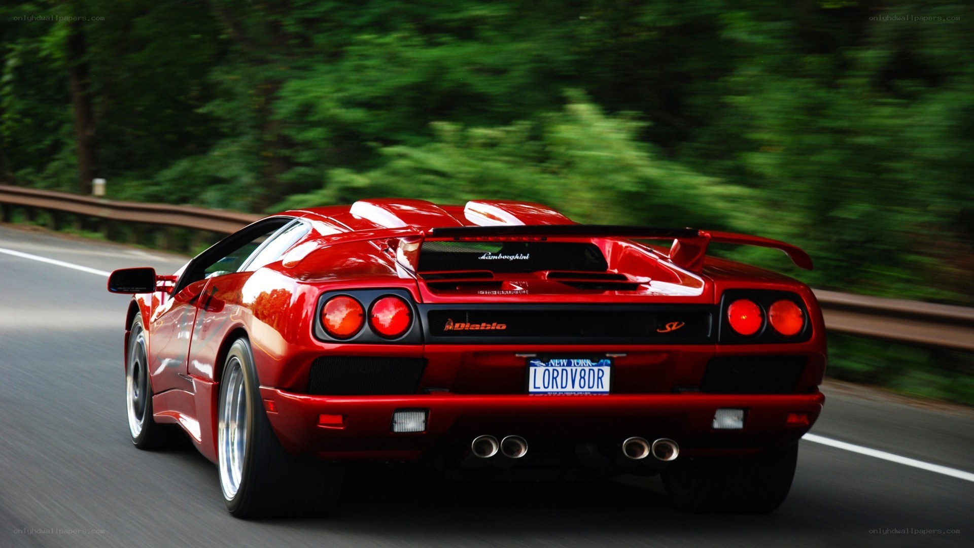 Red Lamborghini Diablo driving
