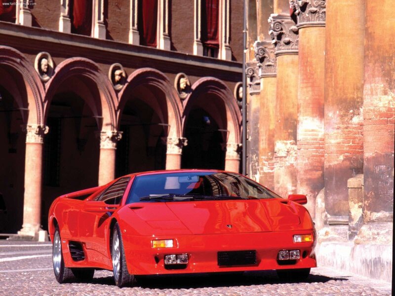 Red Lamborghini Diablo in Italy
