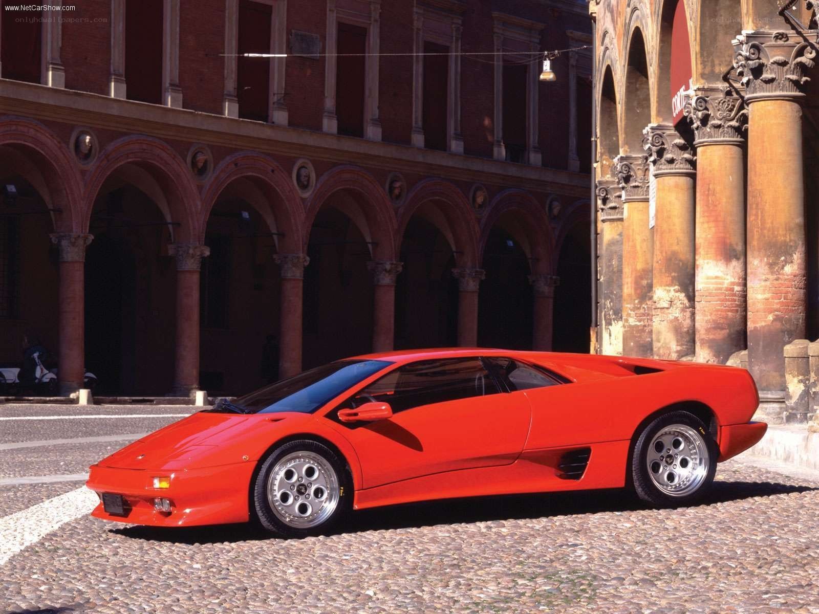 Red Lamborghini Diablo parked