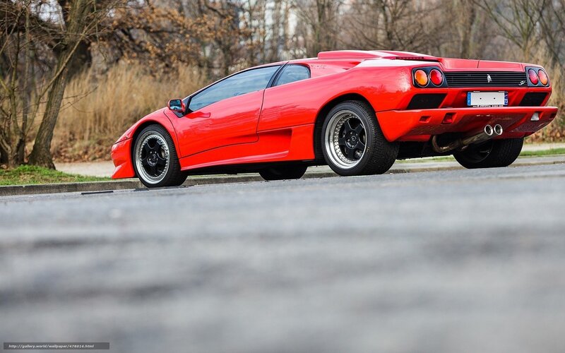 Red Lamborghini Diablo parked