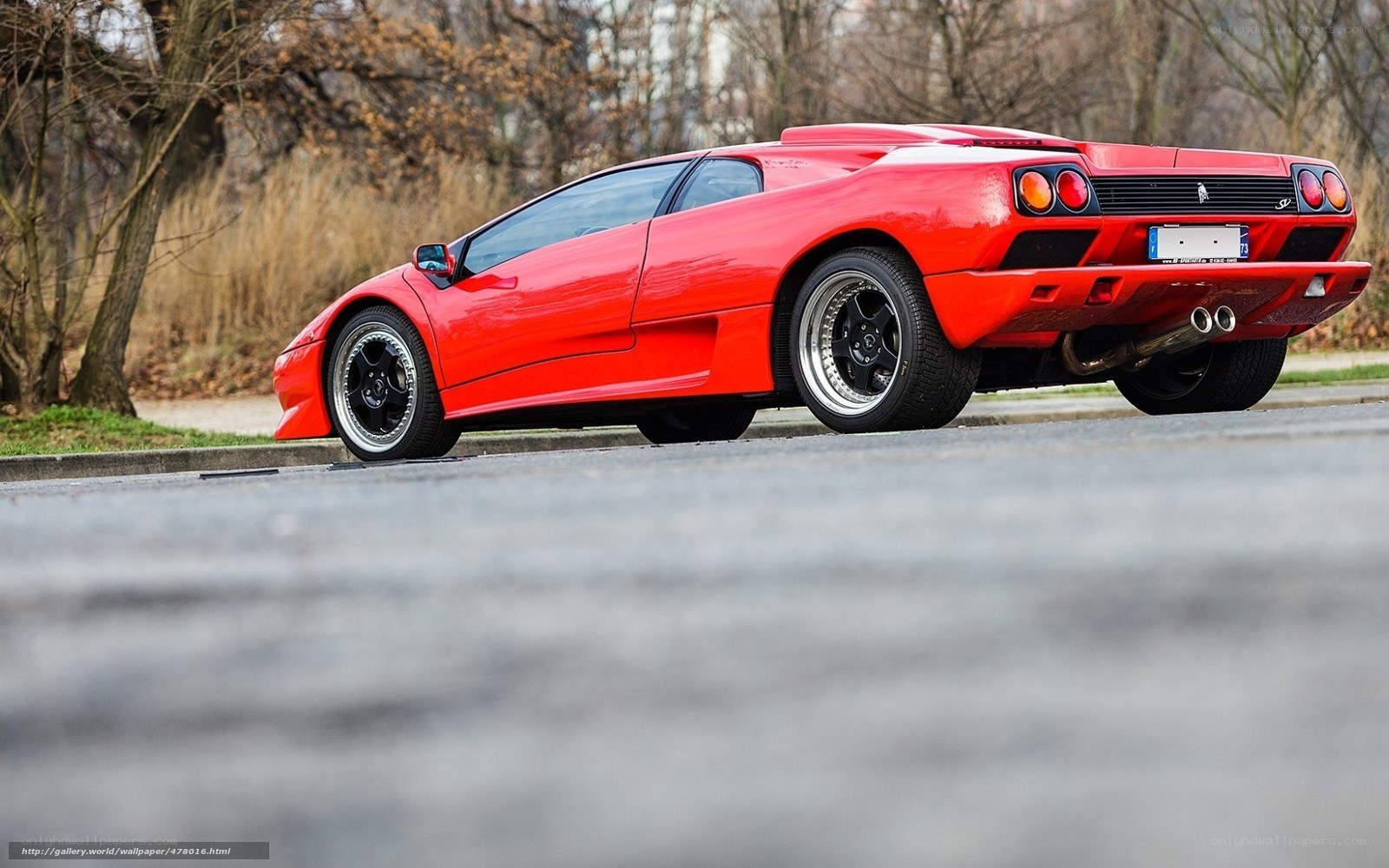 Red Lamborghini Diablo parked