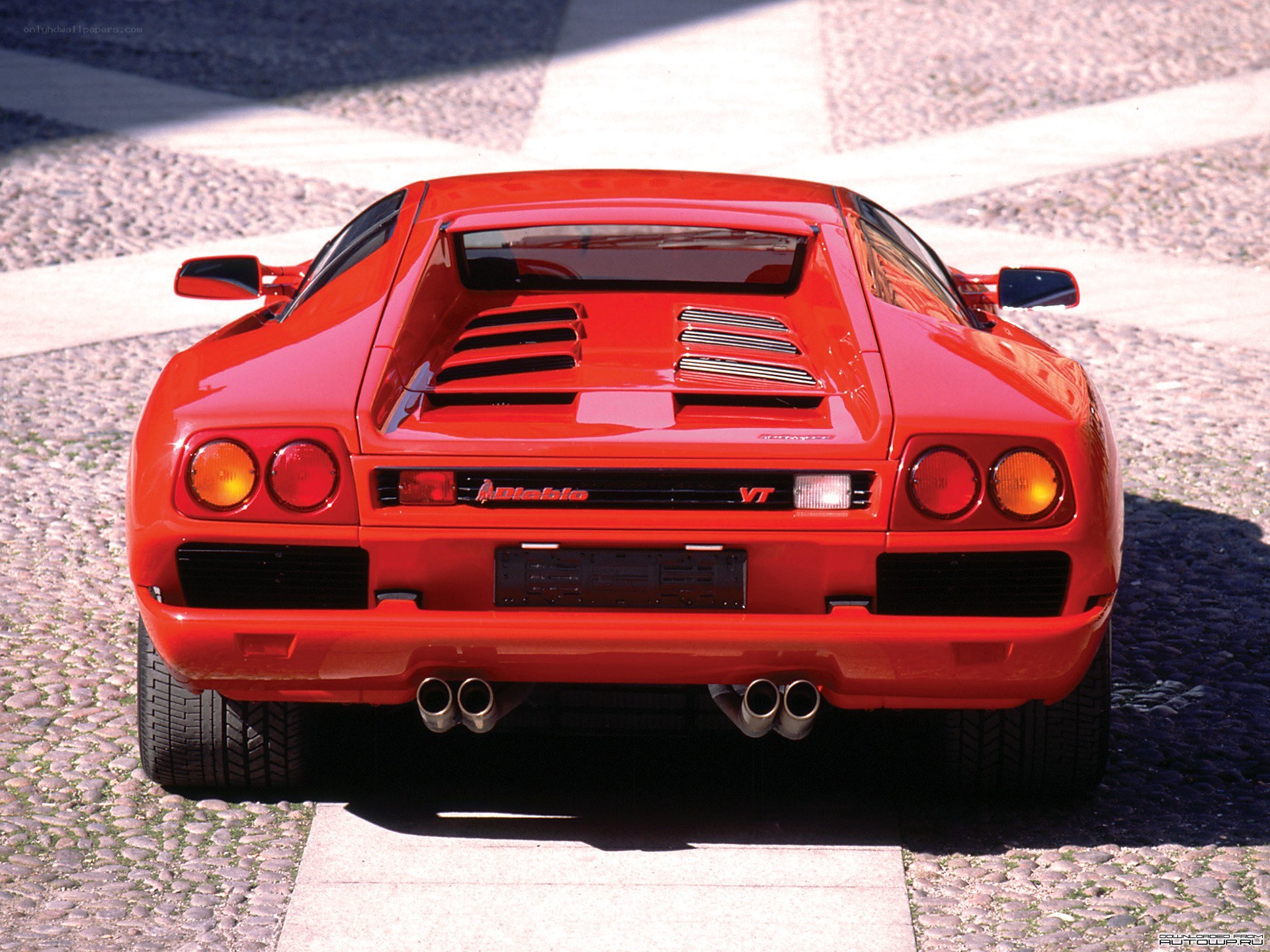 Red Lamborghini Diablo VT rear view