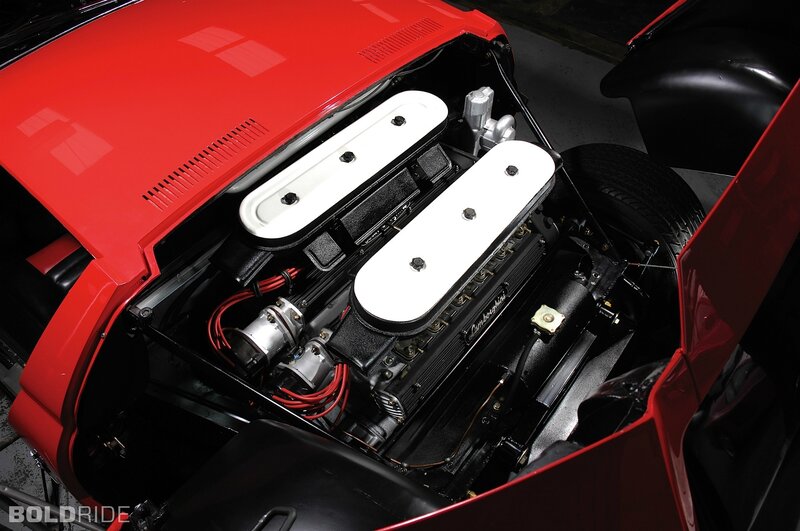 Red Lamborghini engine bay