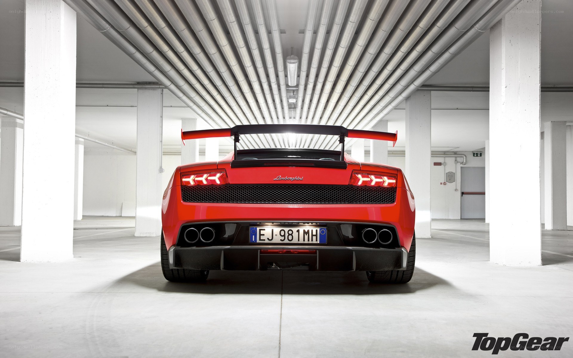 Red Lamborghini Gallardo rear view