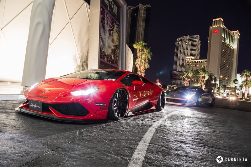 Red Lamborghini Huracan — Dramatic, Night