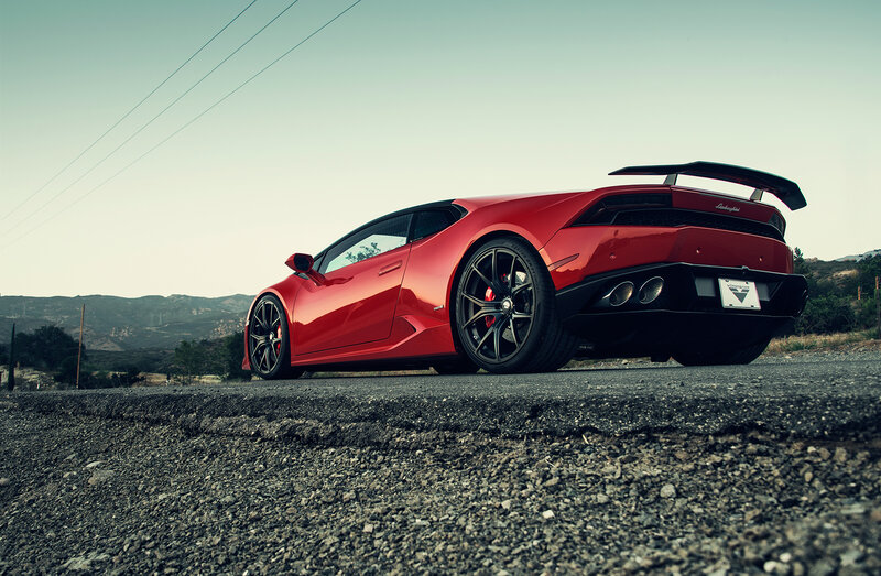 Red Lamborghini Huracan — Dramatic, Sunset