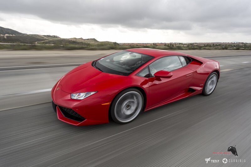 Red Lamborghini Huracan — Dynamic, Afternoon