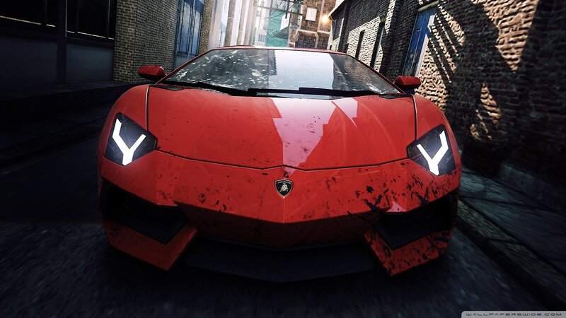red lamborghini in alley