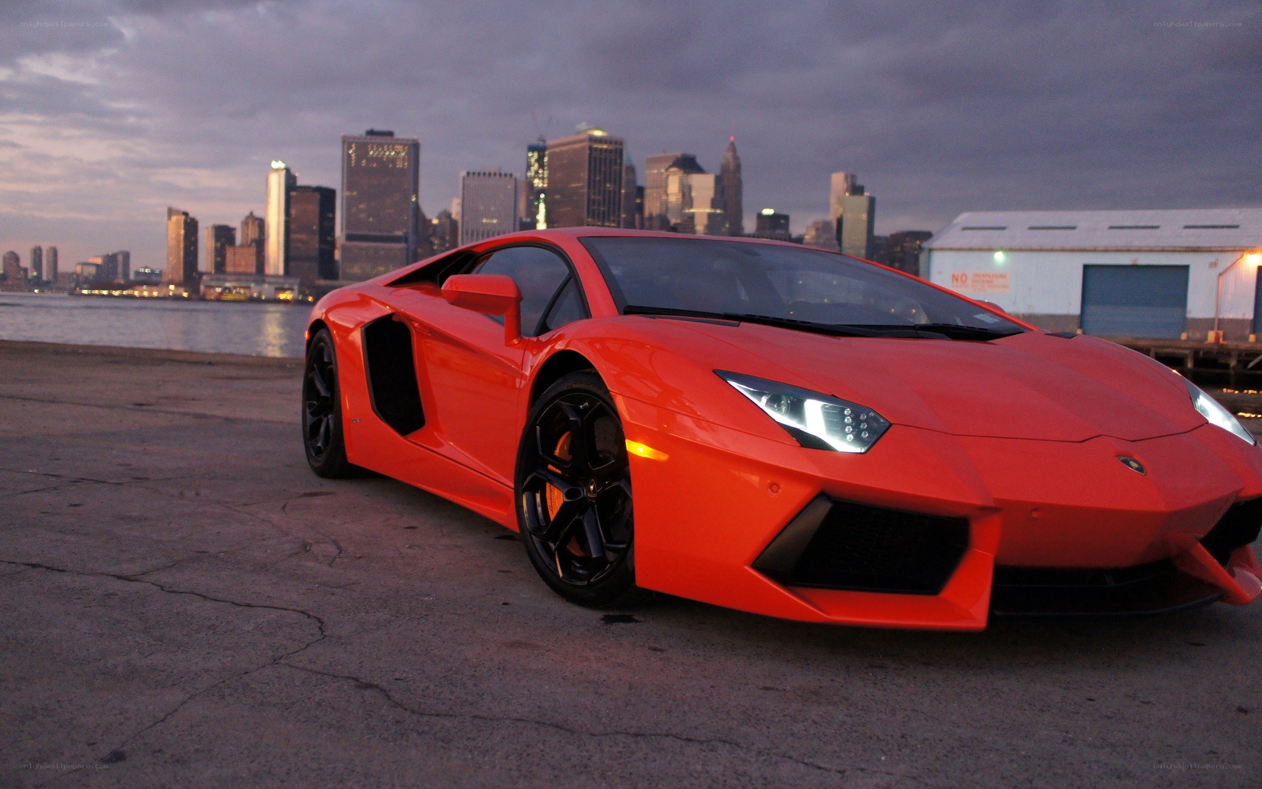 Red Lamborghini in city
