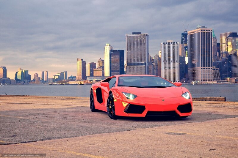 Red Lamborghini in city