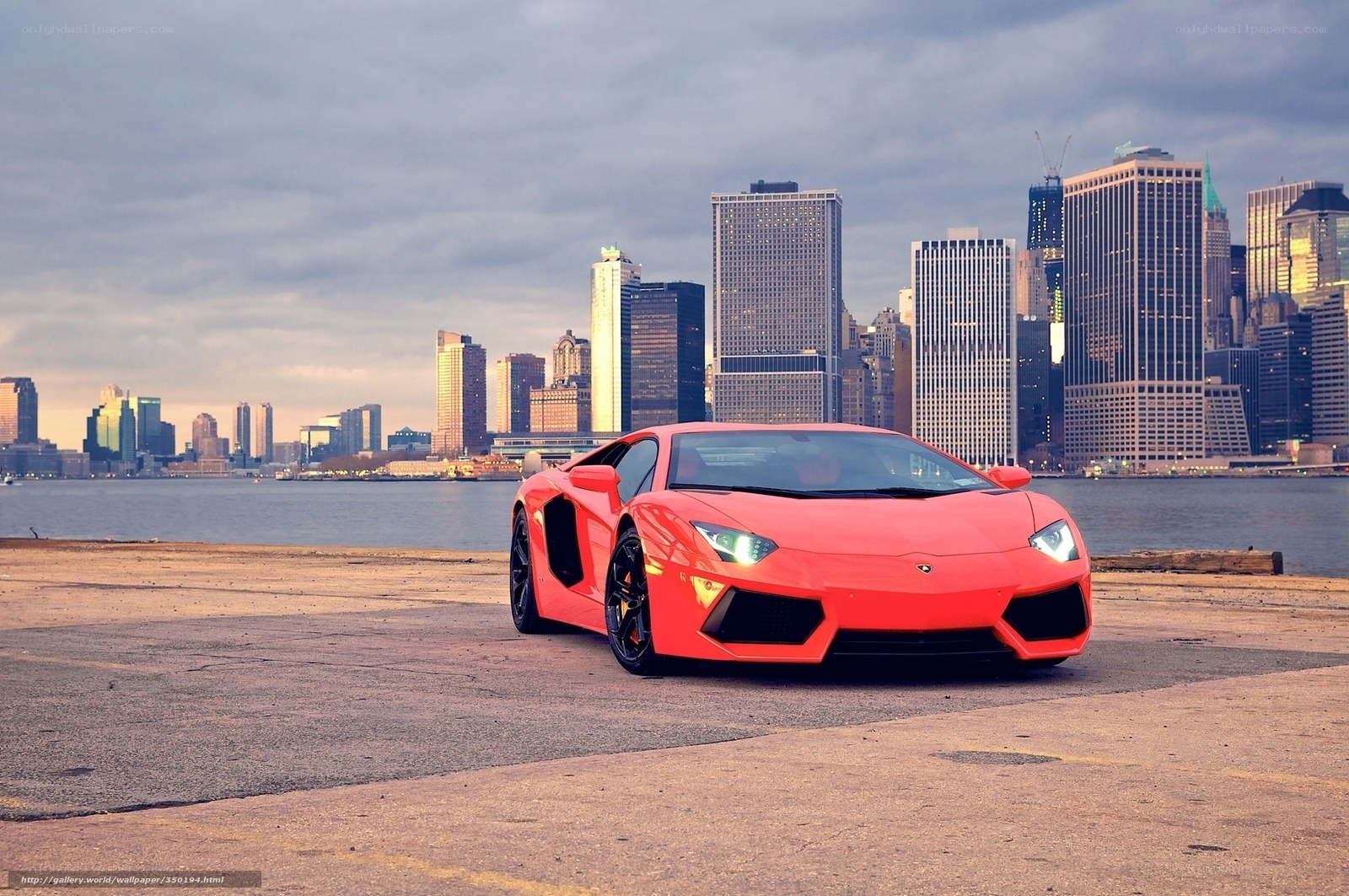 Red Lamborghini in city
