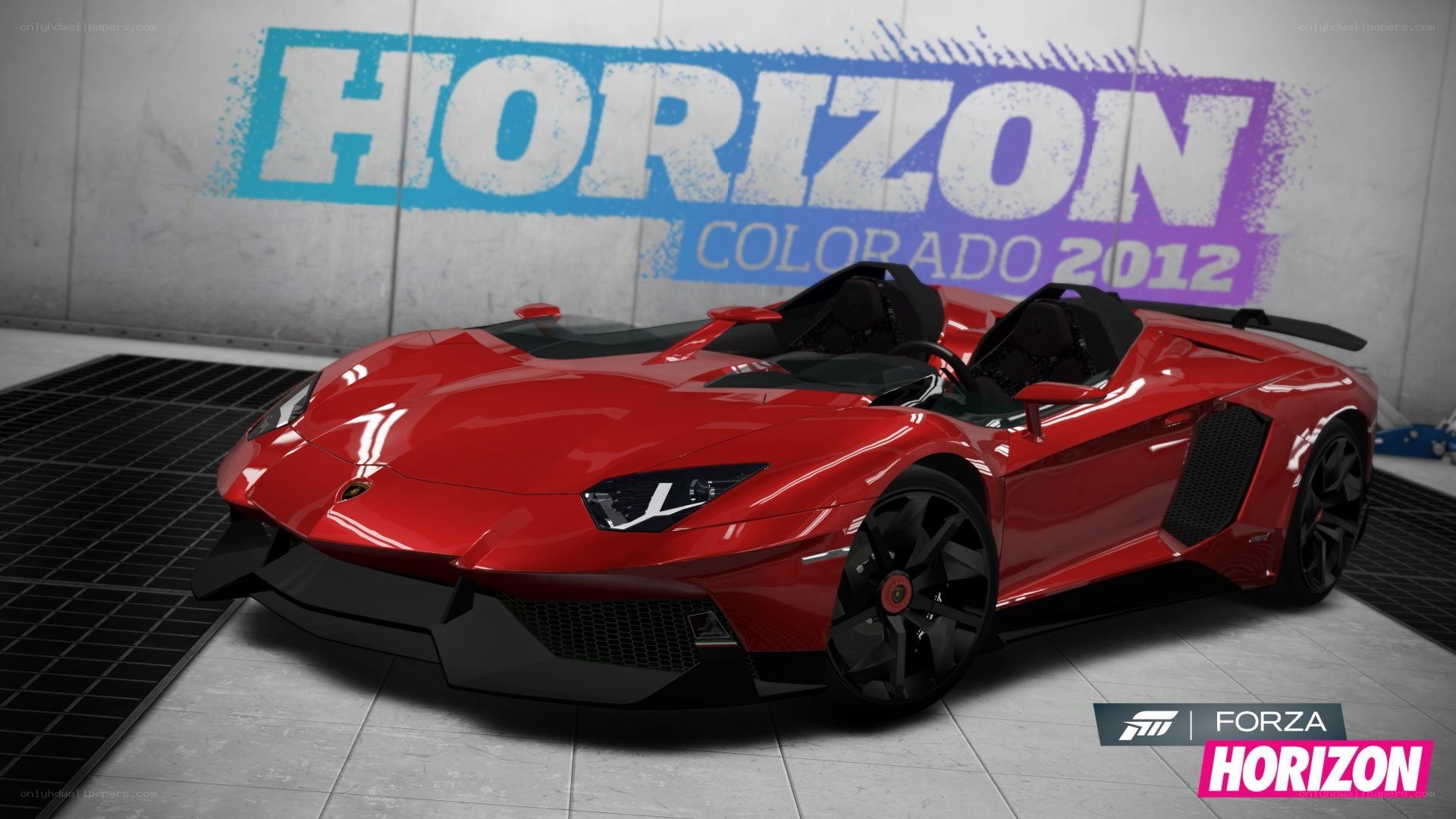 Red Lamborghini in Horizon garage