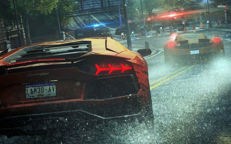 Red Lamborghini in Rain — Dramatic, Night, 3d Render