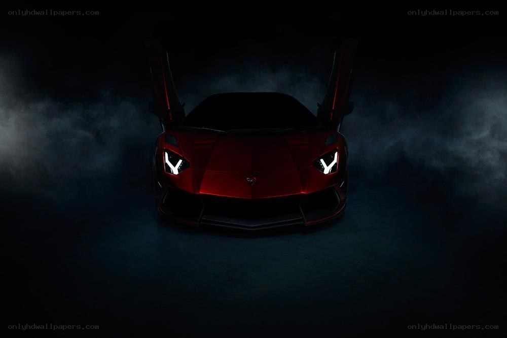 Red Lamborghini in smoke