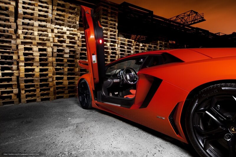 Red Lamborghini in warehouse
