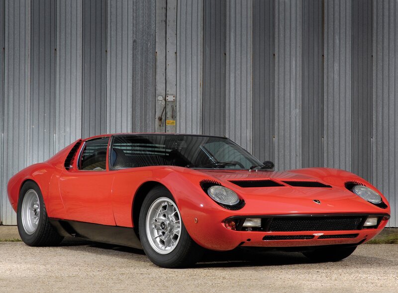 Red Lamborghini Miura sports car