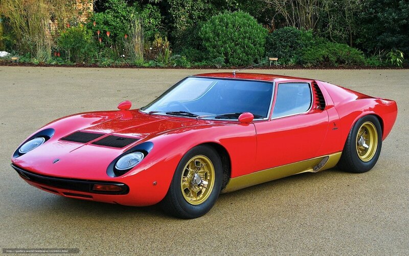 Red Lamborghini Miura sports car