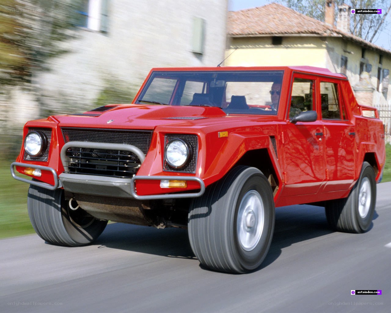 red lamborghini off-road vehicle