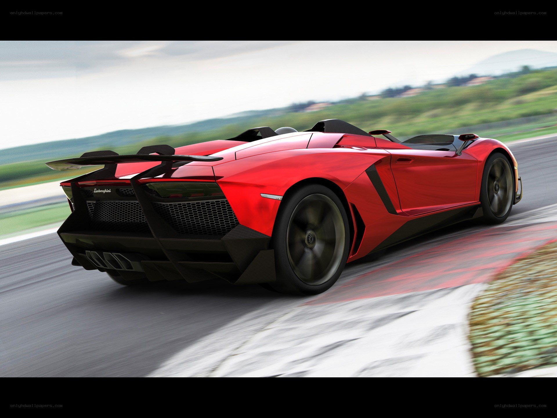Red Lamborghini on a racetrack
