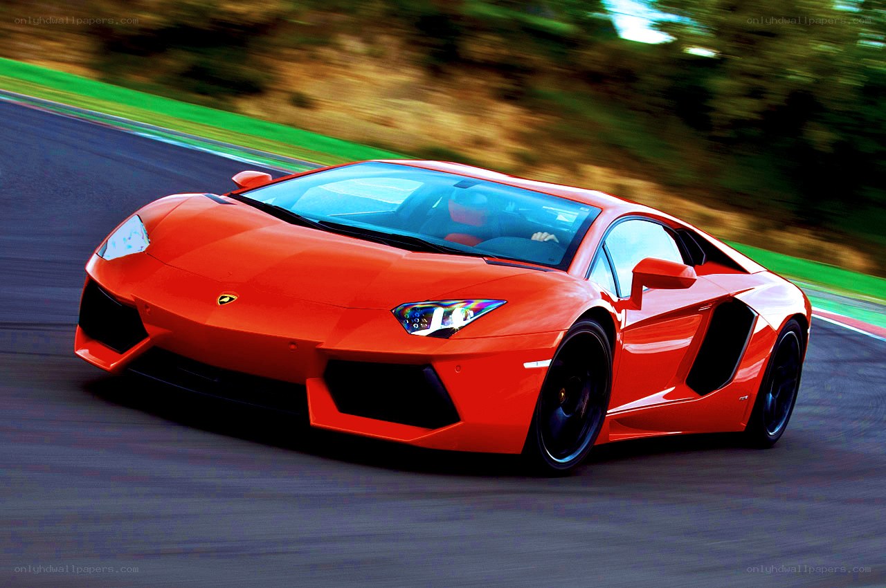 Red Lamborghini on a racetrack
