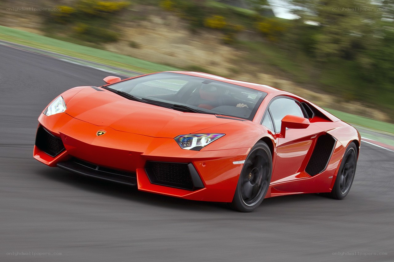 Red Lamborghini on a racetrack