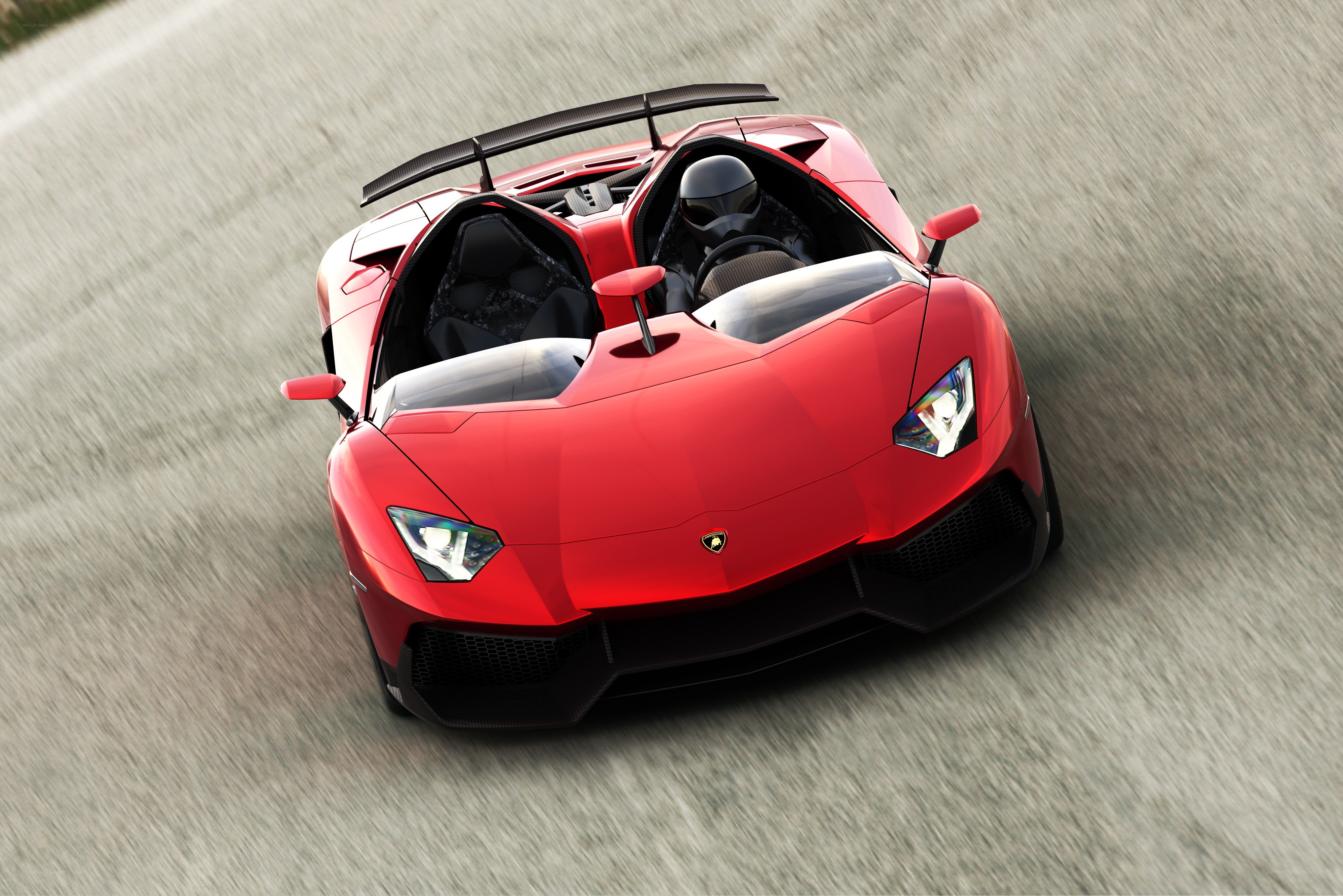 Red Lamborghini on a racetrack