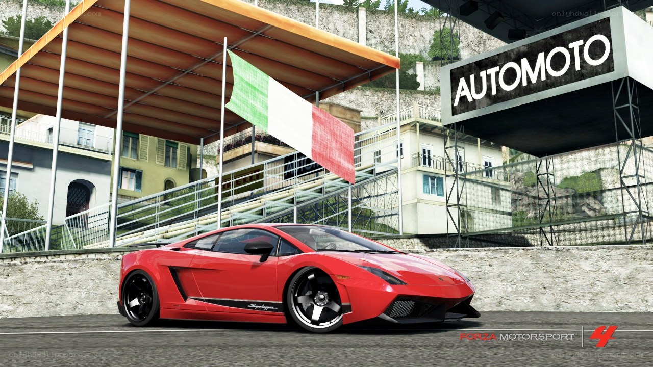 Red Lamborghini on race track