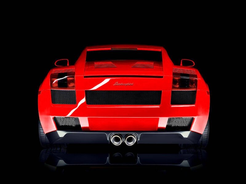 Red Lamborghini rear view