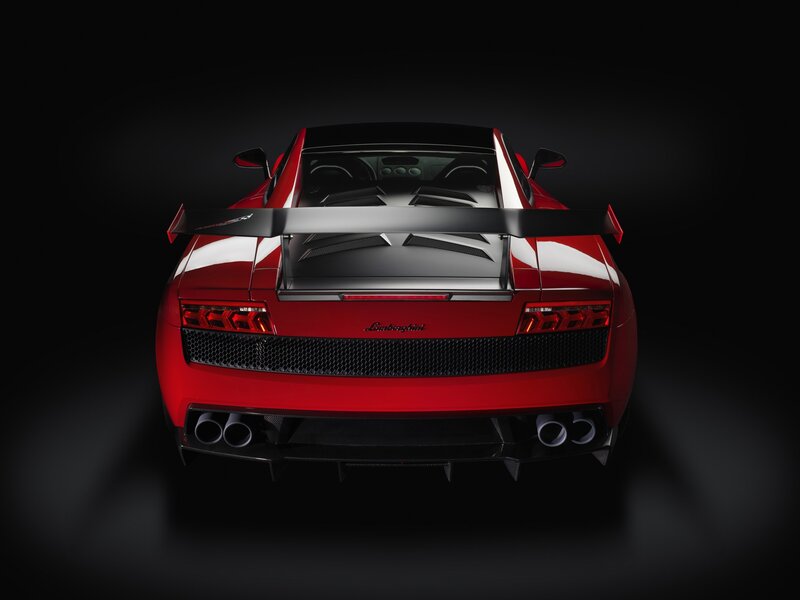 Red Lamborghini rear view