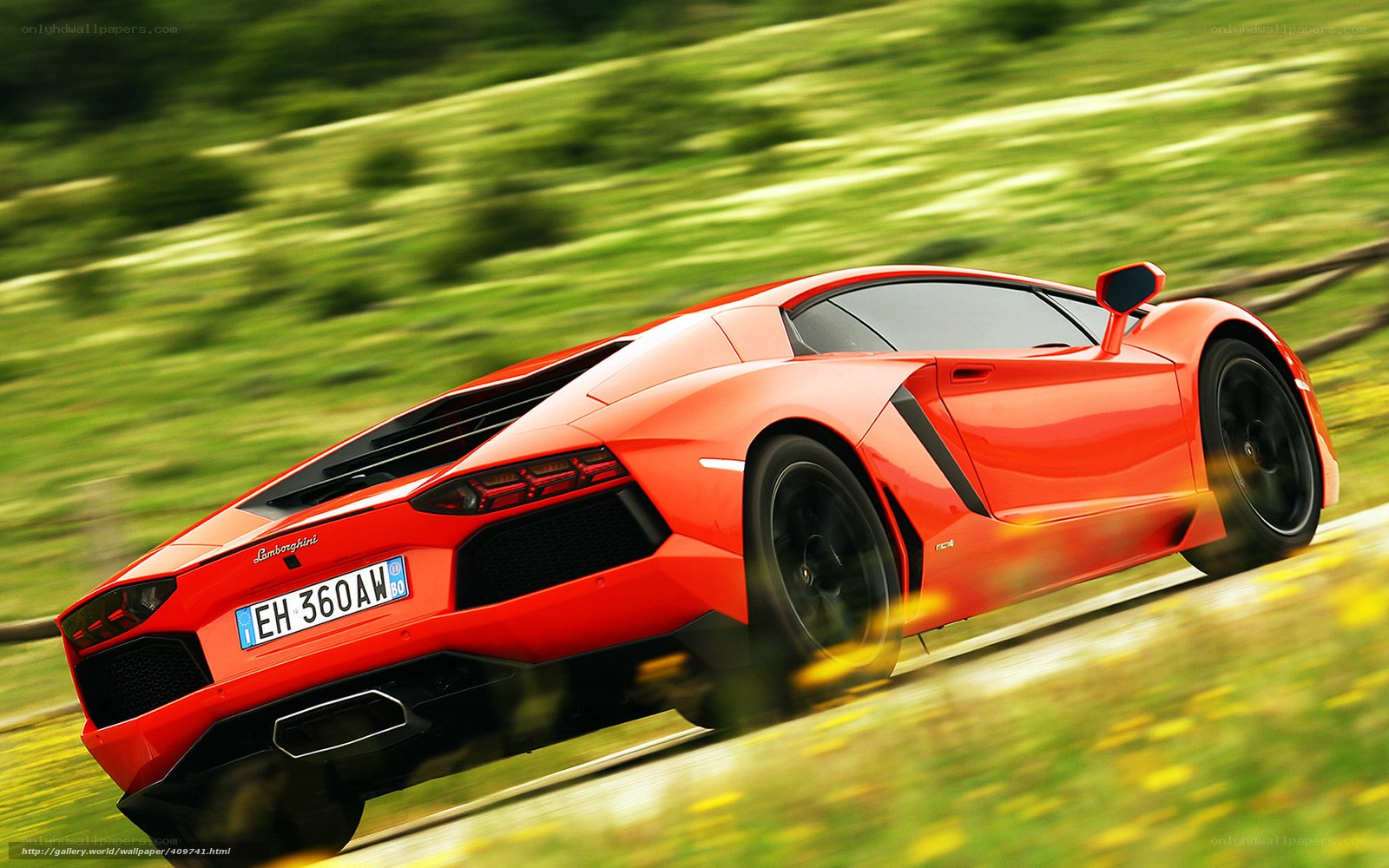 Red Lamborghini speeding on road