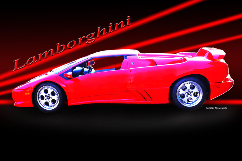 Red Lamborghini Sports Car — Dramatic, Digital Art