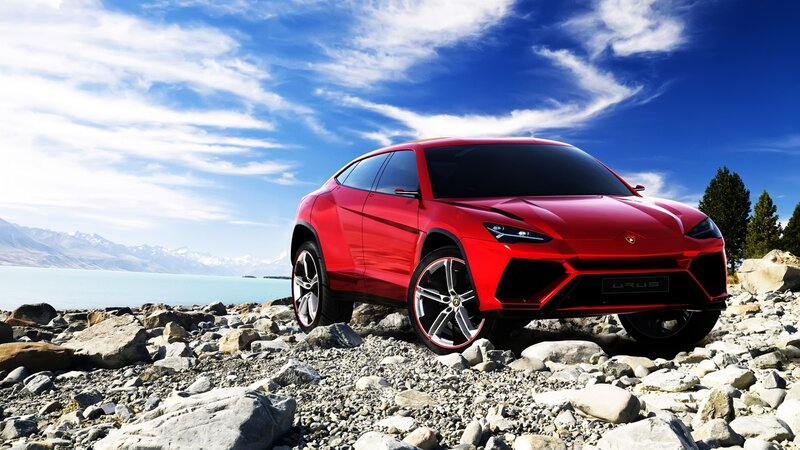 Red Lamborghini Urus — Dramatic, Afternoon, 3d Render, Lake, Mountains, Rocks