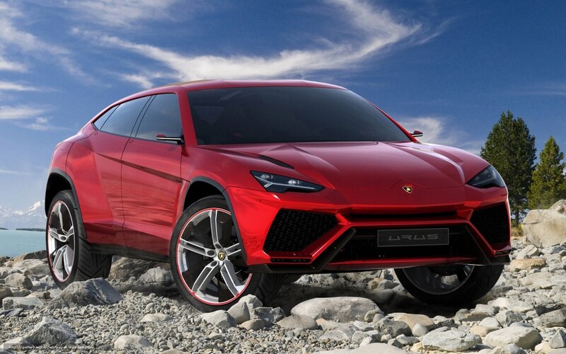 Red Lamborghini Urus — Dramatic, Afternoon, Photograph, Rocks