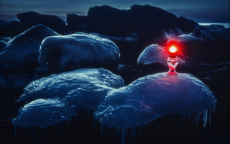 Red Lamp on Ice